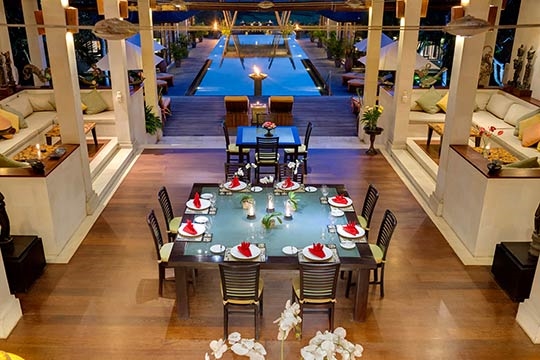 Dinner setting and pool